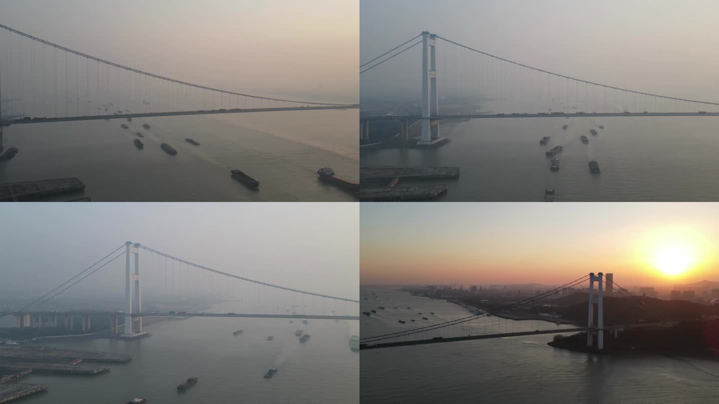 江阴大桥 清晨 船流延时拍摄