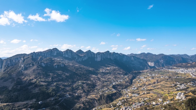 8K湖北恩施大峡谷大全景山峰山航拍延时