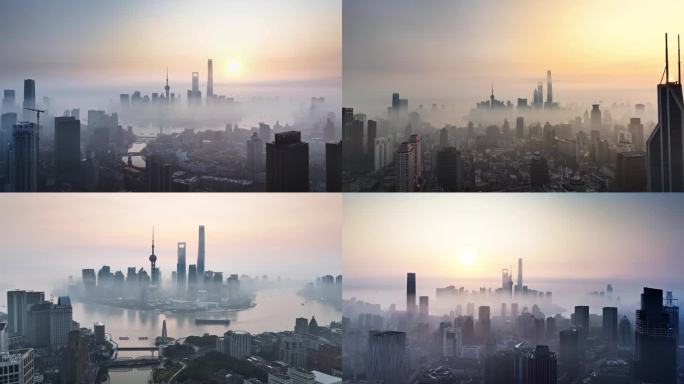 上海日出 陆家嘴云雾 城市风光 北上广