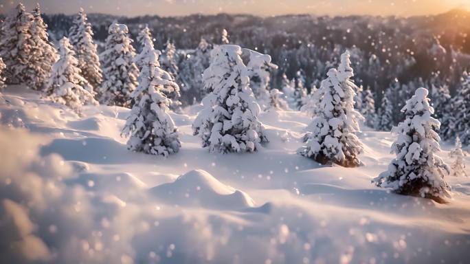 松树雾凇雪花视频素材背景