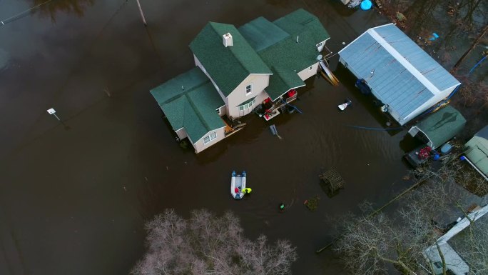 洪水搜救队救灾飓风风暴民用无人机航拍