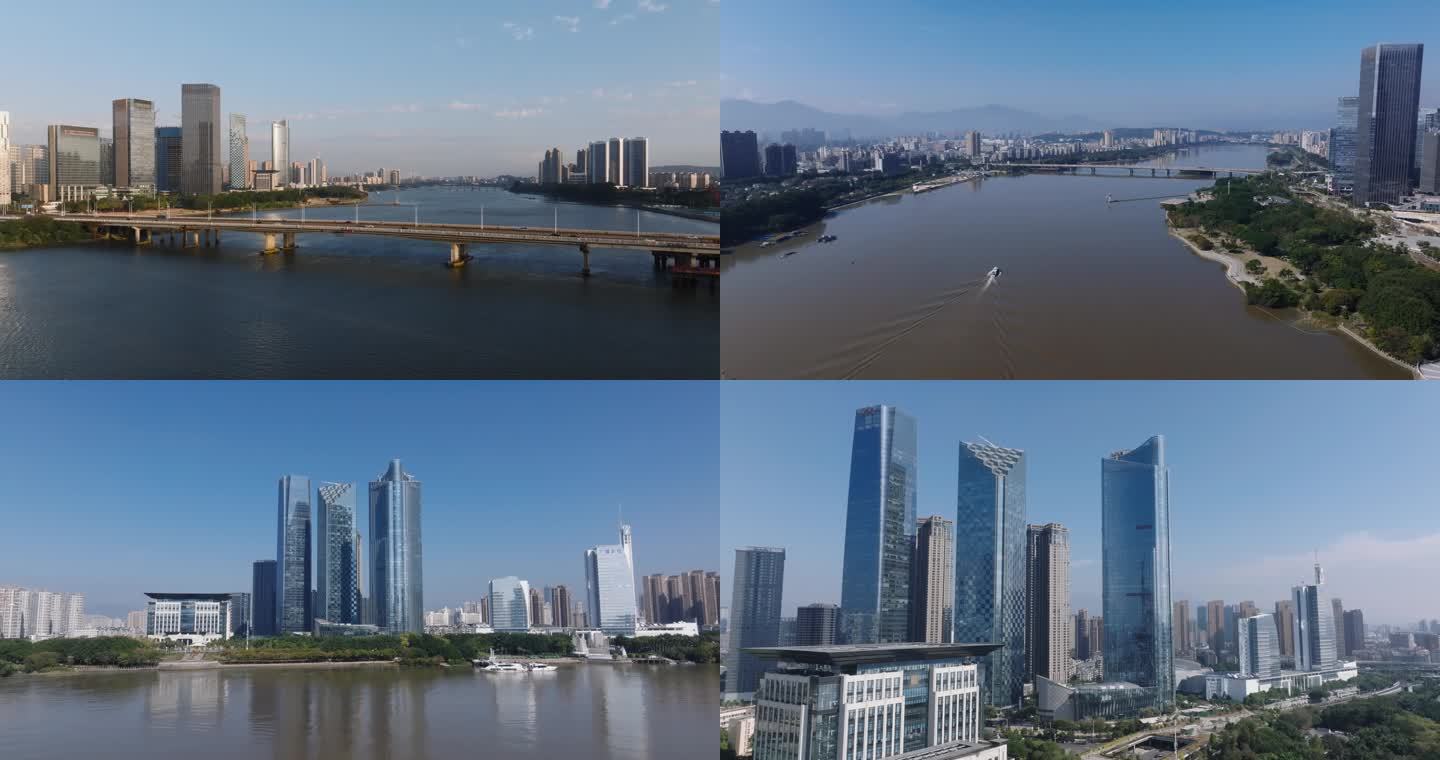 福州闽江中央商务区航拍视频