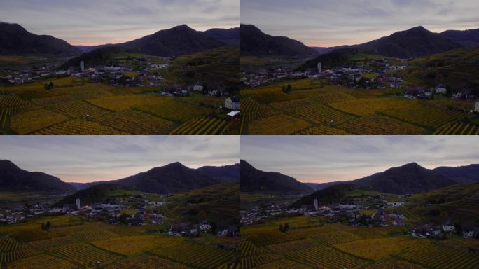 空中视差拍摄的斯皮兹在蓝小时在一个秋天的一天