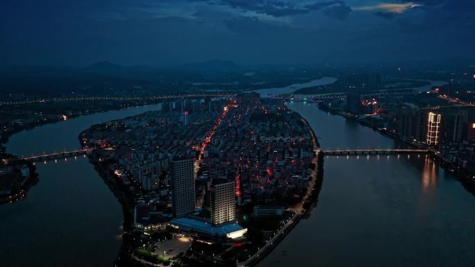 广东江门城市航拍夜景