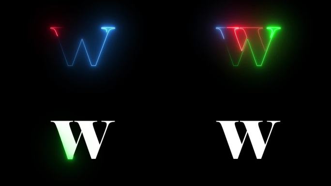 霓虹字母W与alpha通道，霓虹字母和字母