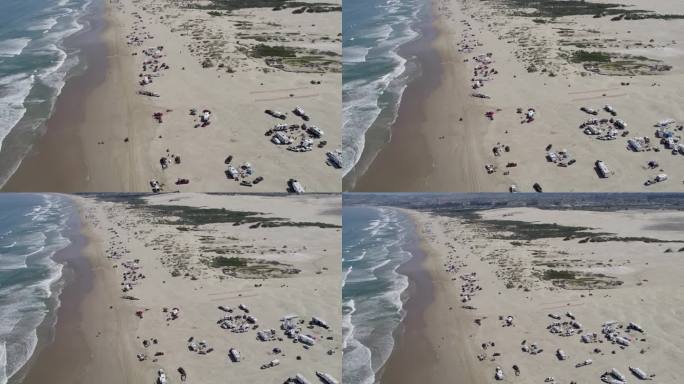 Oceano沙丘的4K无人机拍摄，这是加利福尼亚州皮斯莫海滩以南沿海的OHV越野开放区域。镜头慢慢地