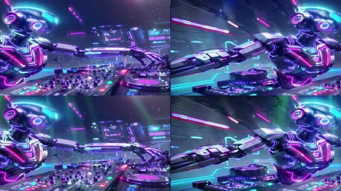 6K宽屏大屏动感酒吧机器人打碟DJ背景