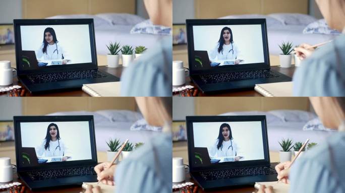 患者利用视频会议，在笔记本电脑上与医生进行在线咨询，患者通过视频电话向医生询问病情和药物。远程医疗、