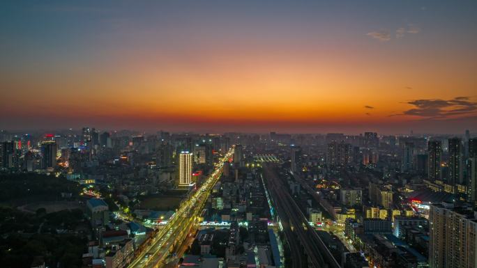 南宁火车站清厢快速路夜景延时视频