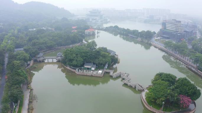 佛山南海区西樵山 观心湖航拍