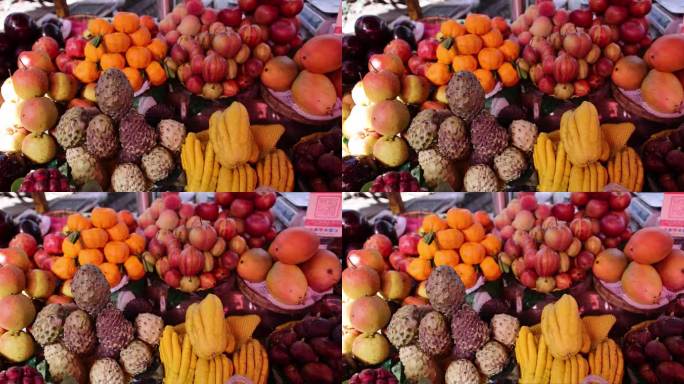 水果摊五颜六色的新鲜水果