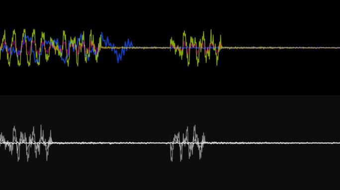 数字均衡器音频声波黑色背景，立体声效果信号与垂直