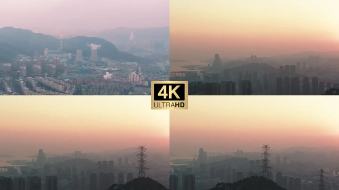 大连城市雾霾天气空气污染航拍