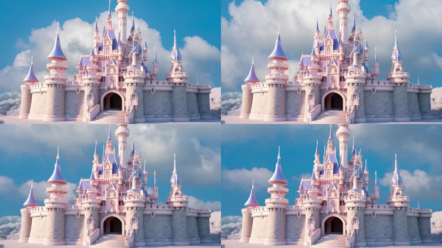 4k梦幻城堡粉色迪斯尼乐园