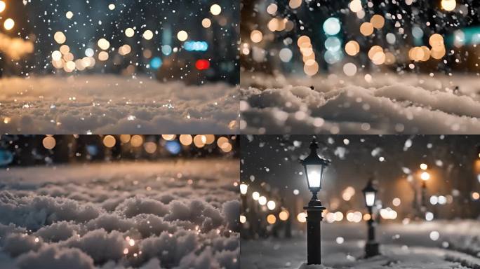 下雪的哈尔滨雪景浪漫孤独意境街道雪景唯美