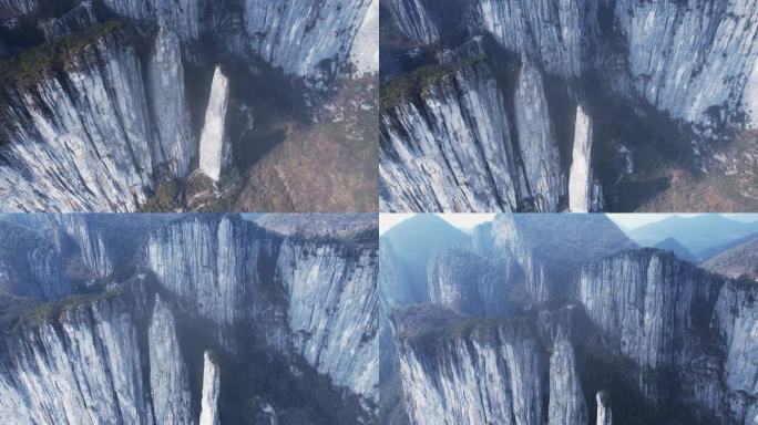 4K恩施大峡谷秀丽山峰竖立岩石航拍视频