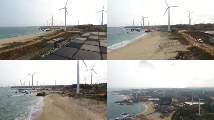 沿海新能源风力发电航拍