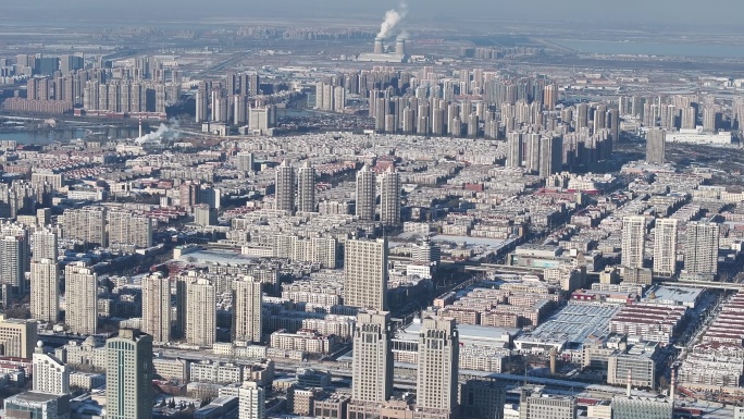 4K原素材-航拍天津市滨海新区全貌