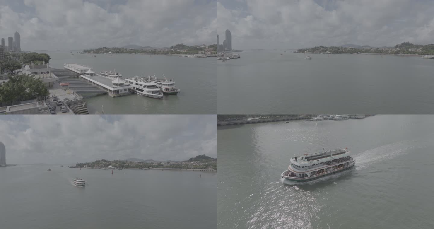 厦门市第一码头邮轮码头轮渡鹭江道轮船航拍