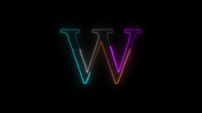 霓虹字母W带alpha通道，霓虹字母和字母，霓虹灯，照明