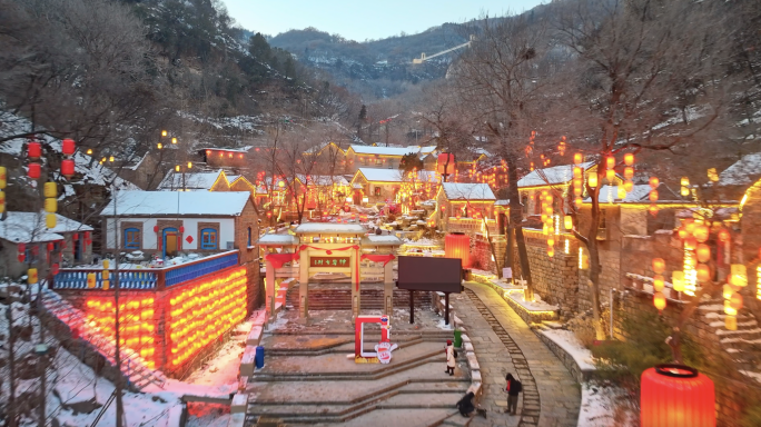 淄博红叶柿岩雪景夜场夜景航拍