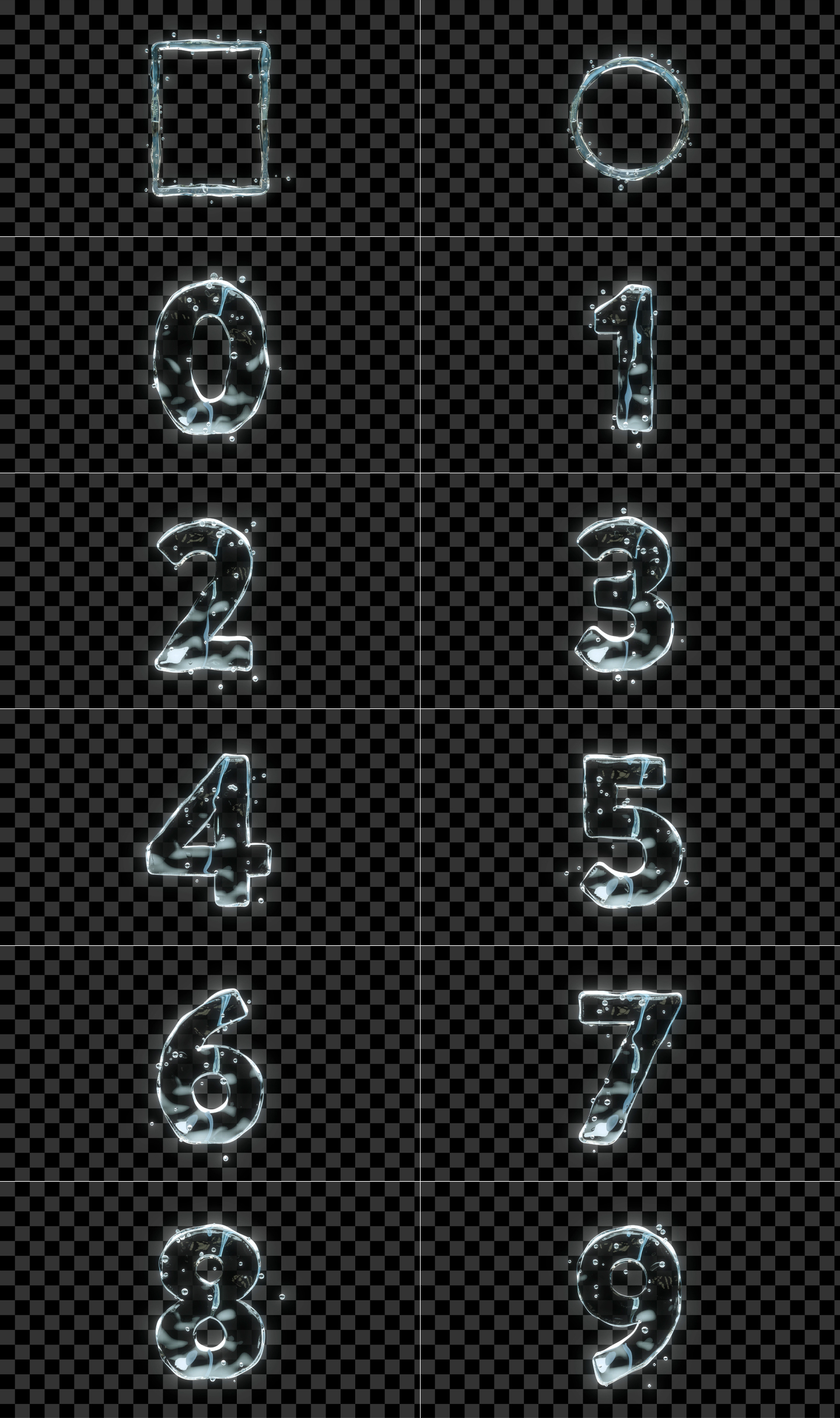 4K动态水数字边框透明通道素材