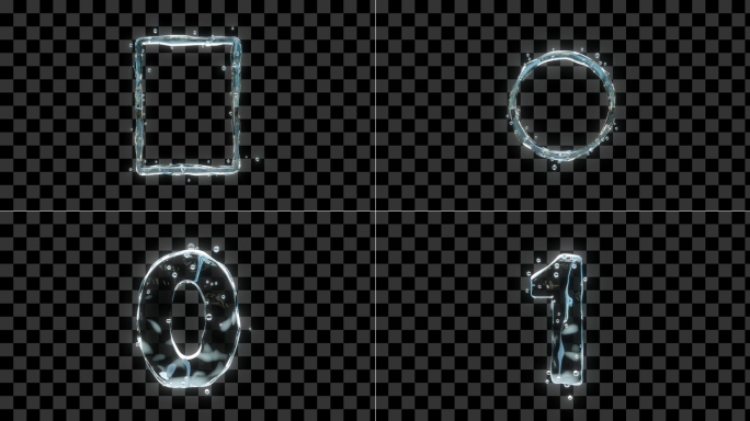 4K动态水数字边框透明通道素材