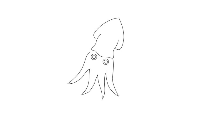 鱿鱼图标素描动画
