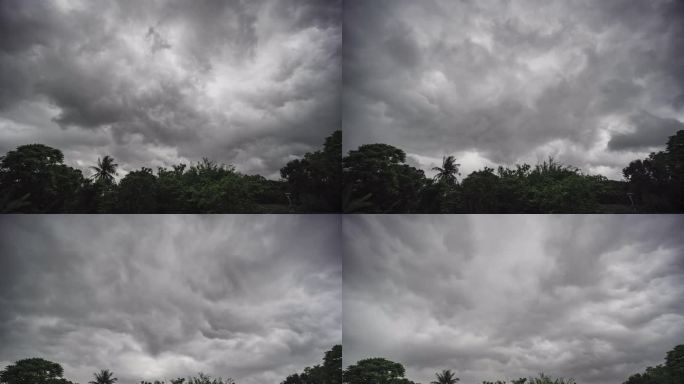 台风乌云密布雷雨天气