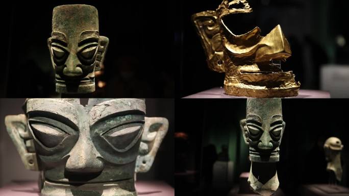 三星堆青铜器铜人面具考古遗址三星堆文物