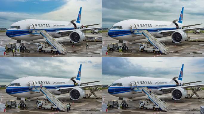 中国南方航空波音777货机 高清延时素材