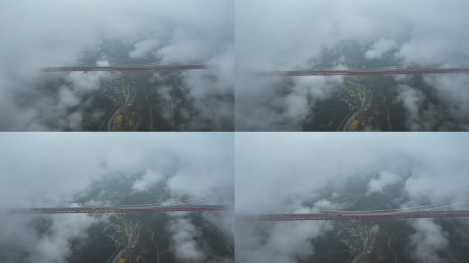 4K湖南湘西矮寨大桥基建桥梁航拍延时视频