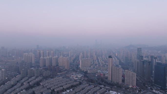 大连城市雾霾天气空气污染航拍
