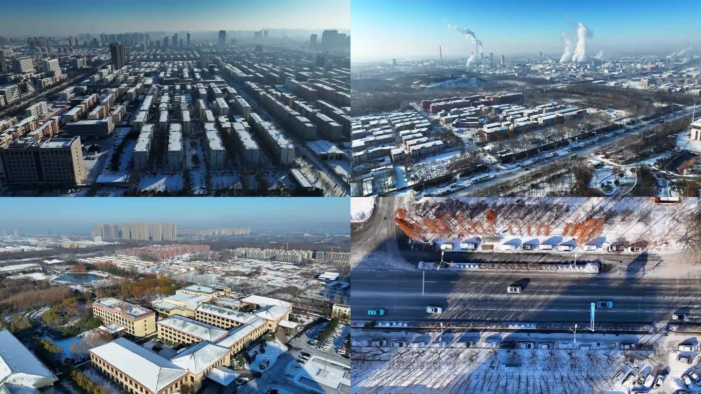 河南城市工业雪景天气