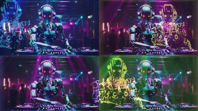 4K动感未来机器人打碟音乐DJ酒吧背景