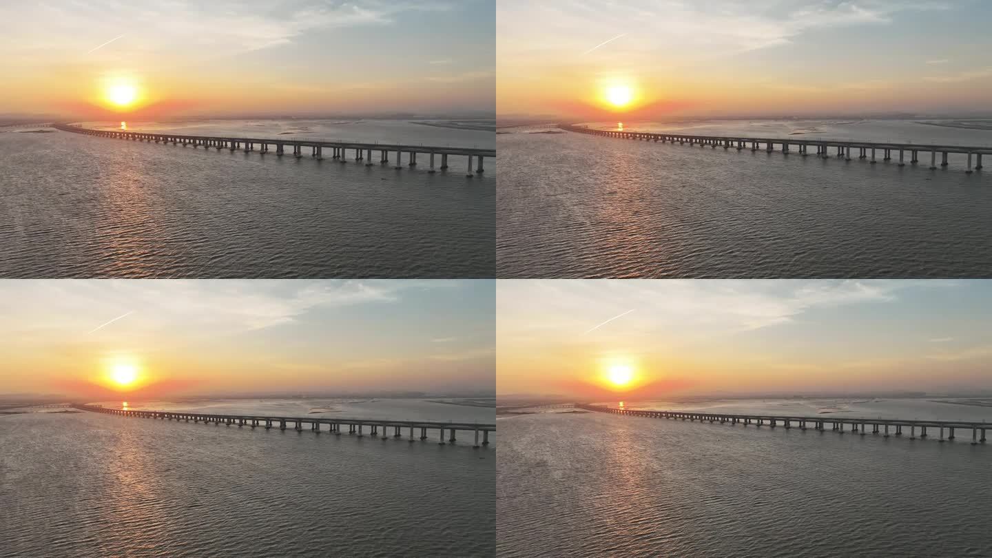 日落时的海上大道泉州市风光跨海大桥大海海