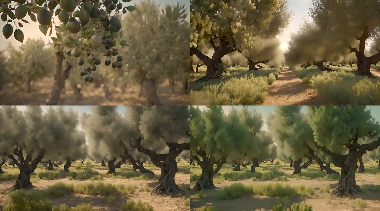 沙漠中的沙枣树木