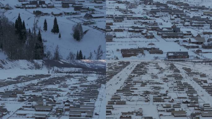 喀纳斯新村的雪景素材（4K）