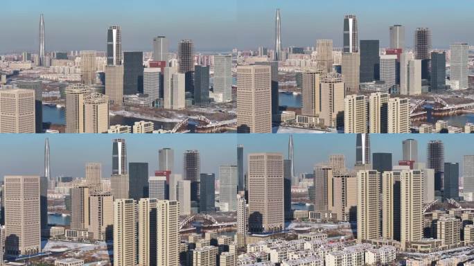 4K原素材-航拍天津市滨海新区全貌
