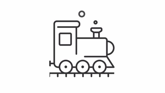 一套代表铁路行业的黑色图标动画，透明背景的高清视频，无缝循环4K视频