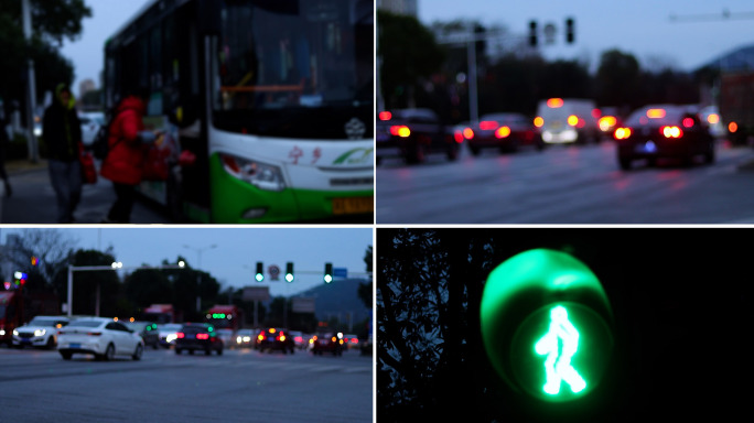 等红绿灯 等公交车 打的士 车流交通车灯