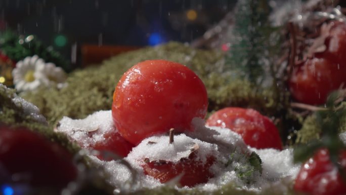 原创柿子在雪中展示