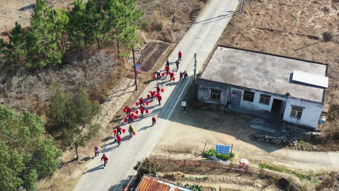 航拍 乡村 非遗 舞龙 祠堂入伙 文化