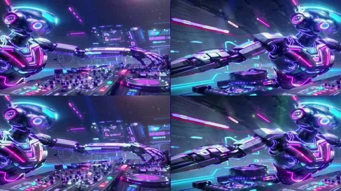 4K宽屏大屏动感酒吧机器人打碟DJ背景