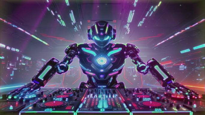 4K动感未来机器人打碟DJ夜店音乐背景