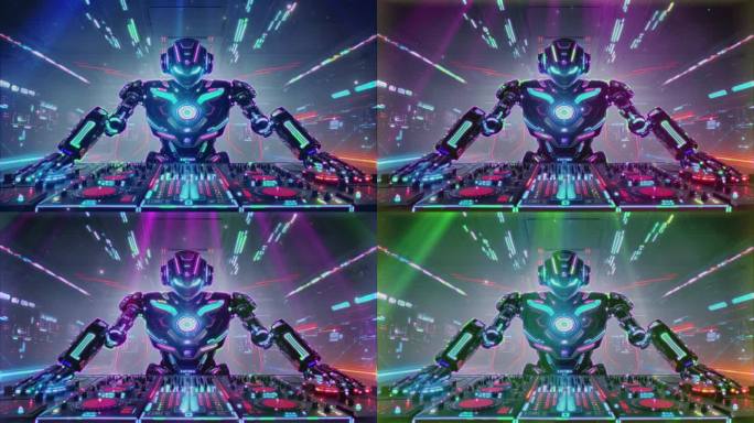 4K动感未来机器人打碟DJ夜店音乐背景