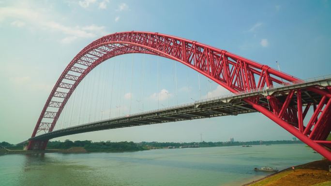 世界最大跨径的拱桥—广西平南三桥航拍延时