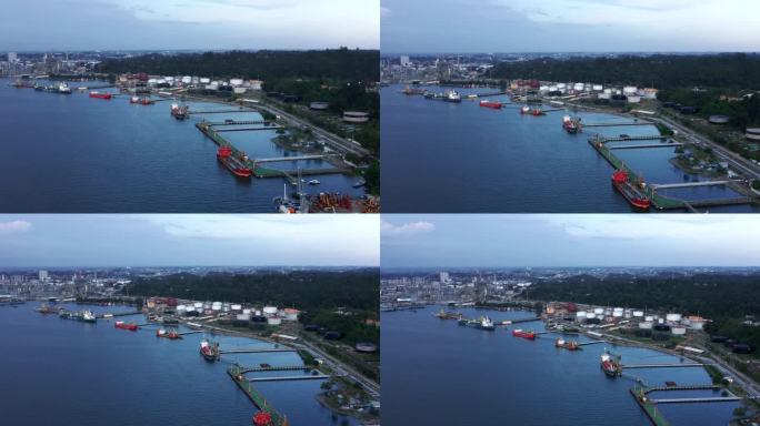 印尼加里曼丹的巴厘巴班港和印尼国家石油公司炼油厂——无人机拍摄