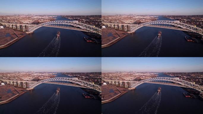 纽约史坦顿岛的巴永桥，4K航拍