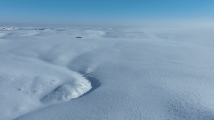 内蒙古冬季自然风光白雪覆盖的草原